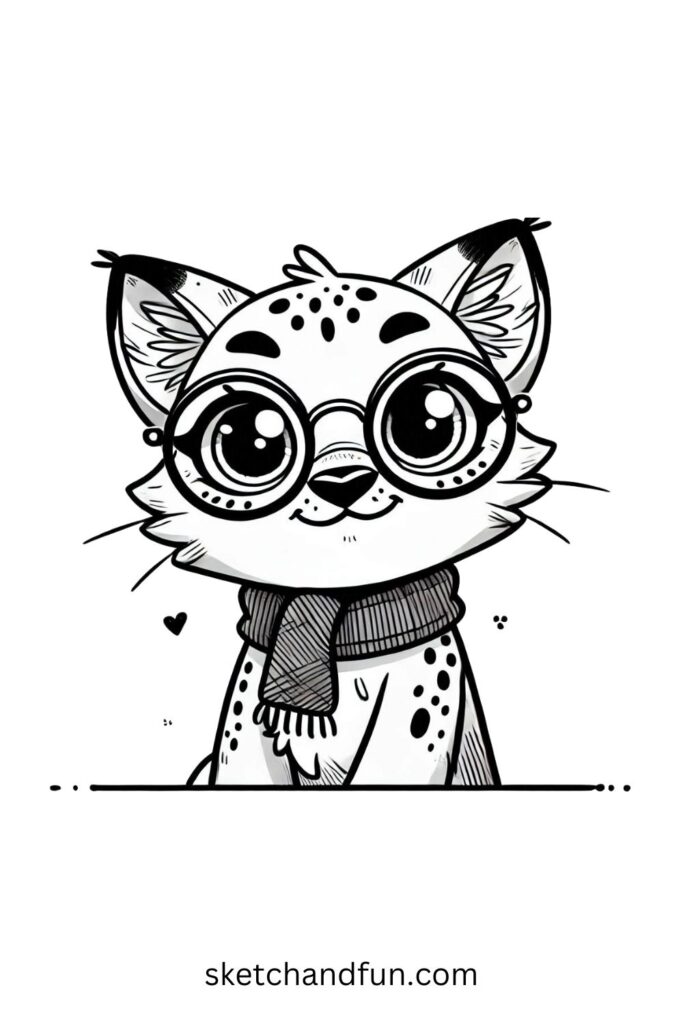Lynx with Funny Glasses and Fluffy Ears 
