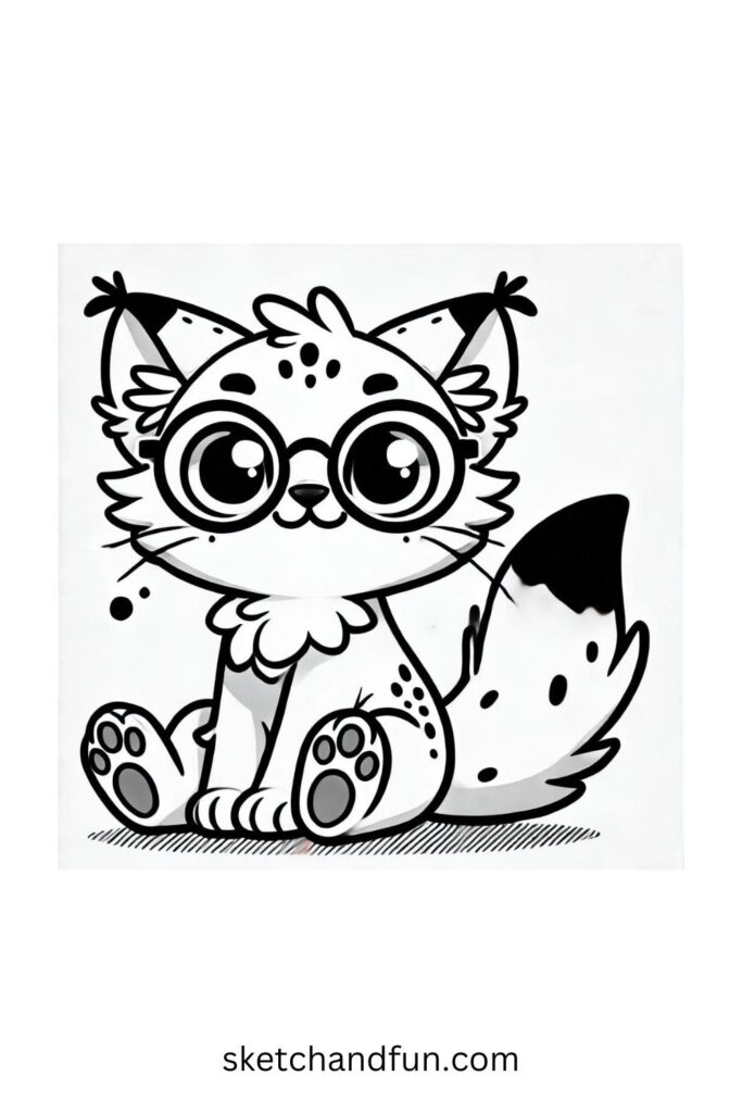 Lynx with Funny Glasses and Fluffy Ears 