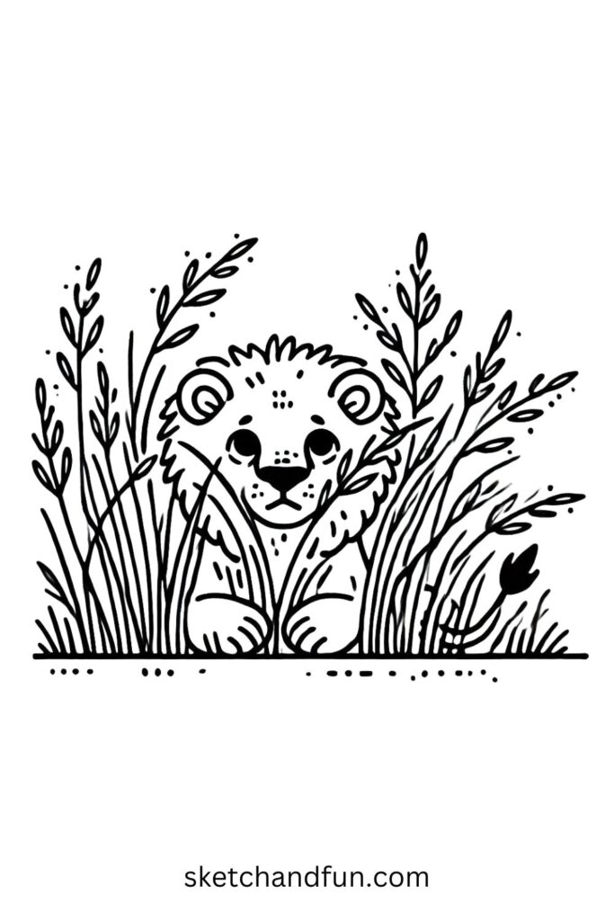 Lion in Grass 