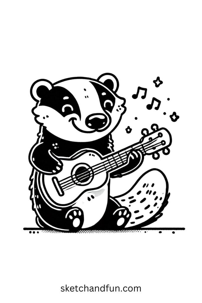 Badger Playing a Guitar