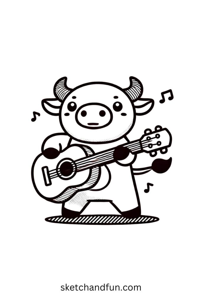 Bull Playing a Guitar