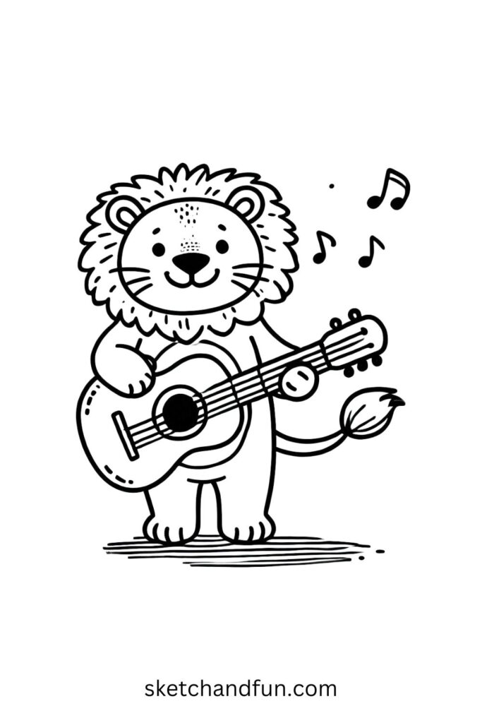 Lion Playing a Guitar 