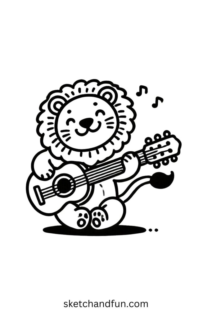 Lion Playing a Guitar 