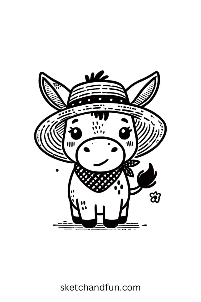 Farmer’s Donkey with a Straw Hat 