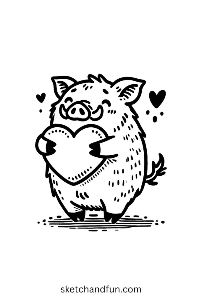 Boar Holding a Heart 