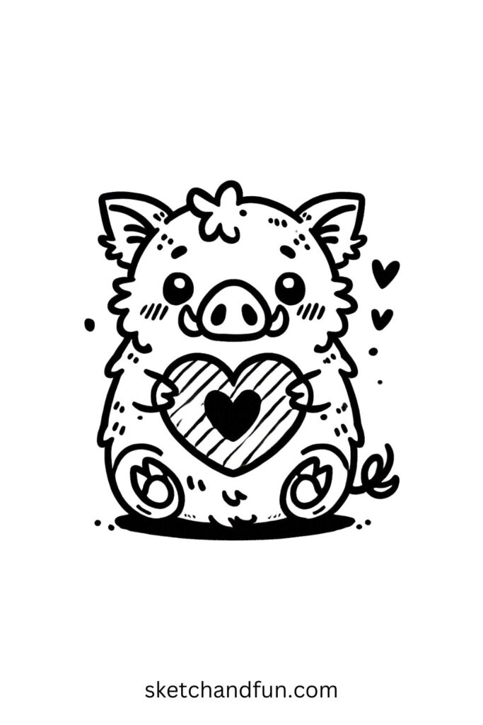 Boar Holding a Heart 