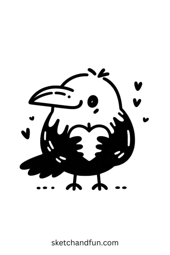 Crow Hugging a Heart 