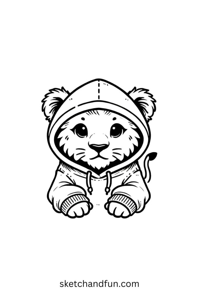 Cute Lion in a Hoodie