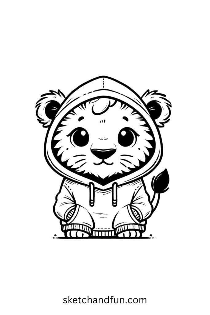 Cute Lion in a Hoodie