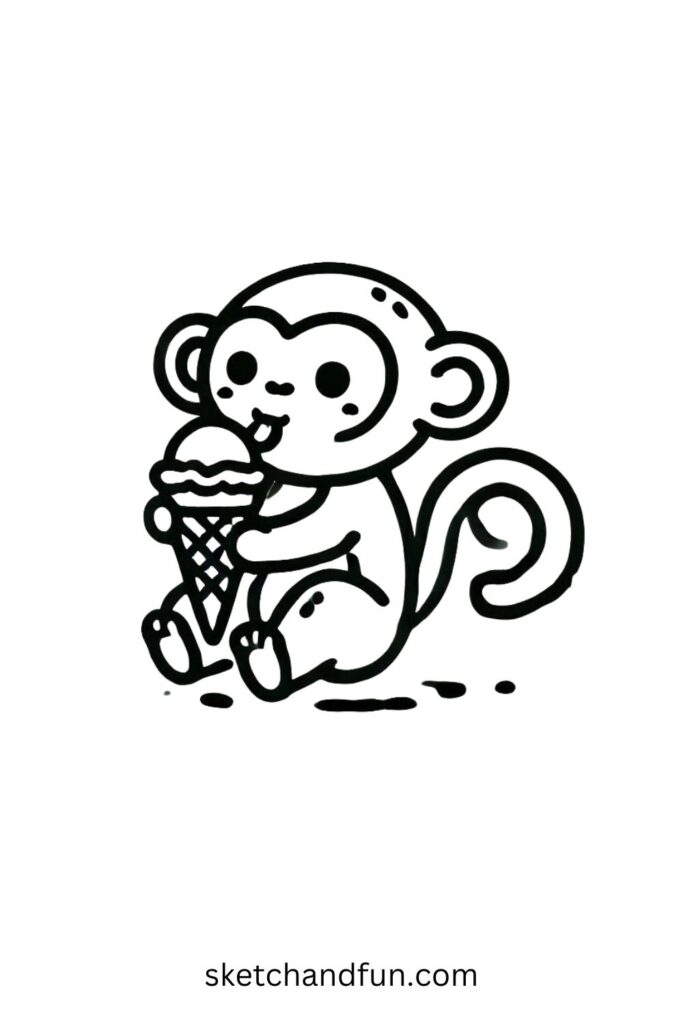 Monkey Eating Ice Cream