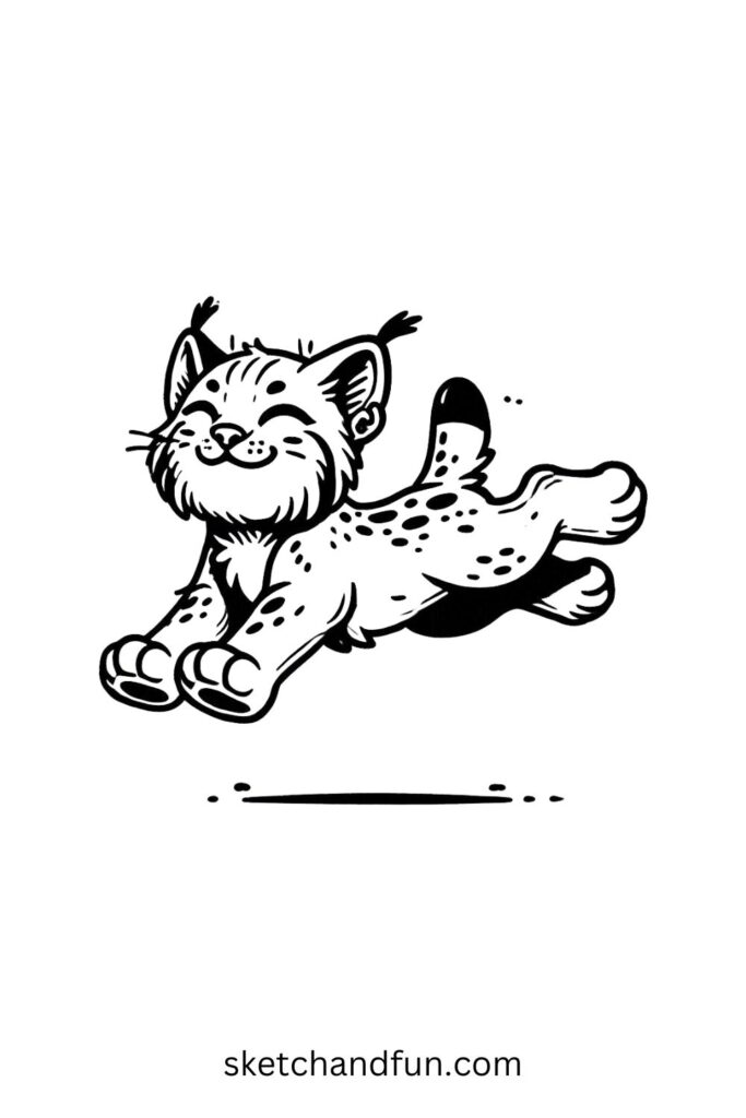 Jumping Lynx in Mid-Air 