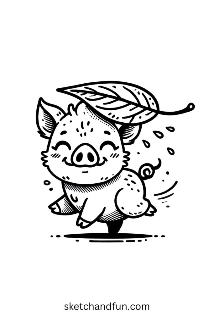 Boar with a Leaf