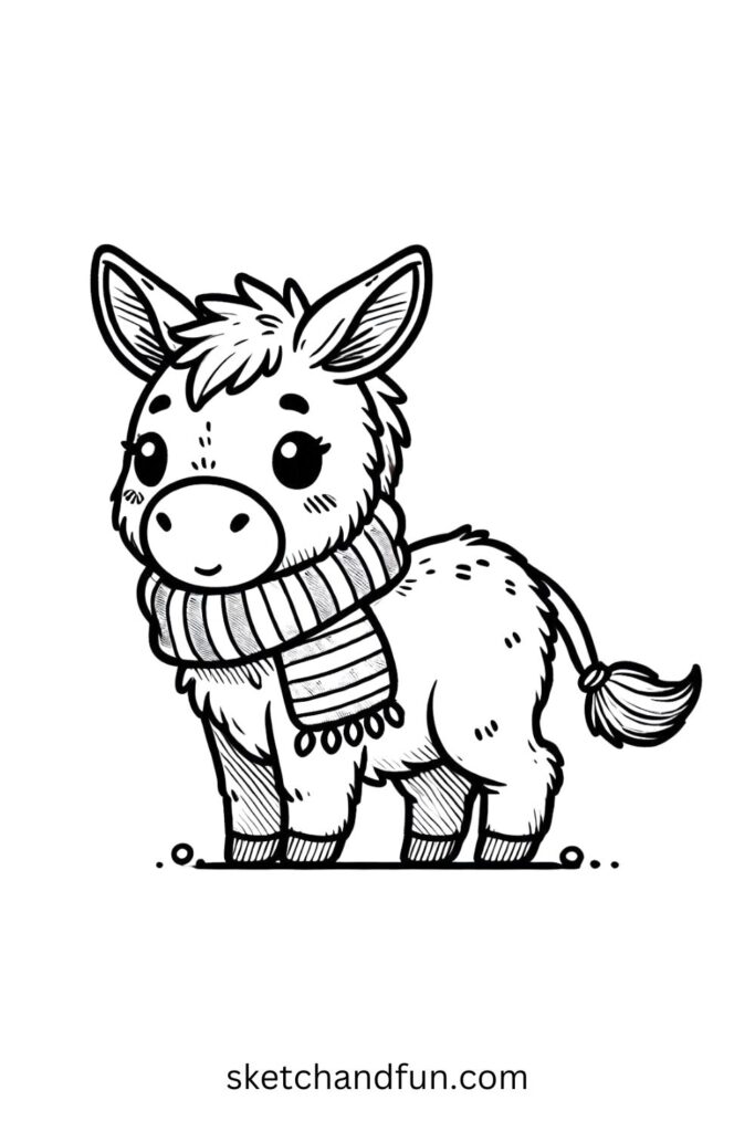 Cozy Donkey with a Scarf 