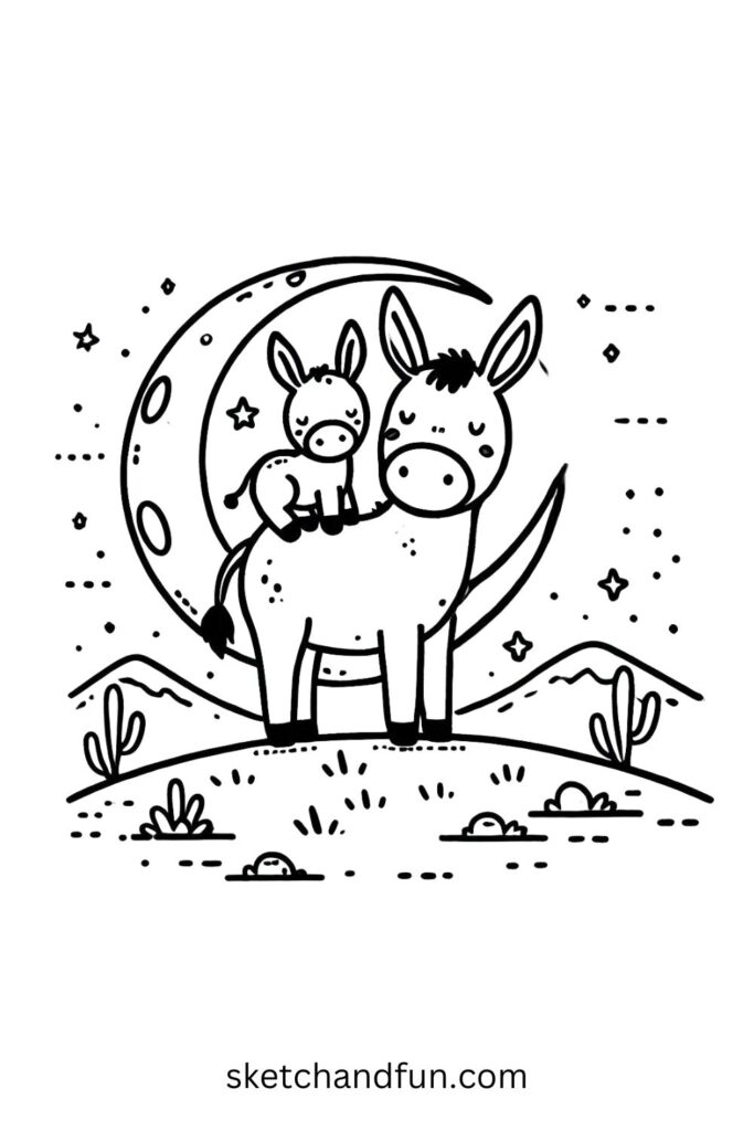 Moonlit Donkey Drawing