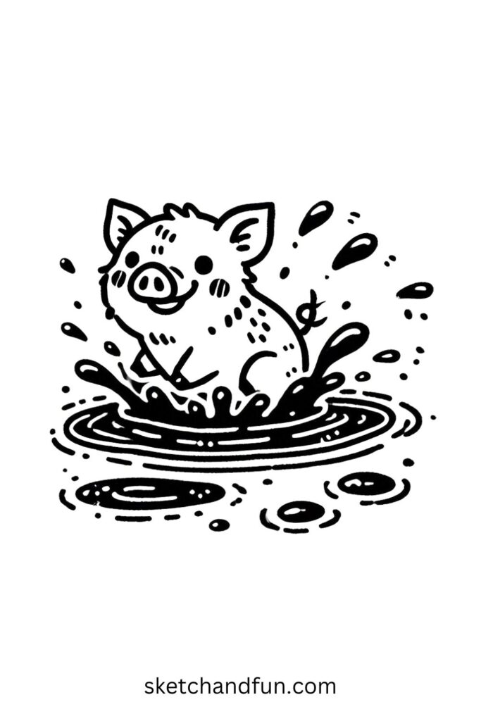 Boar in a Mud Puddle 