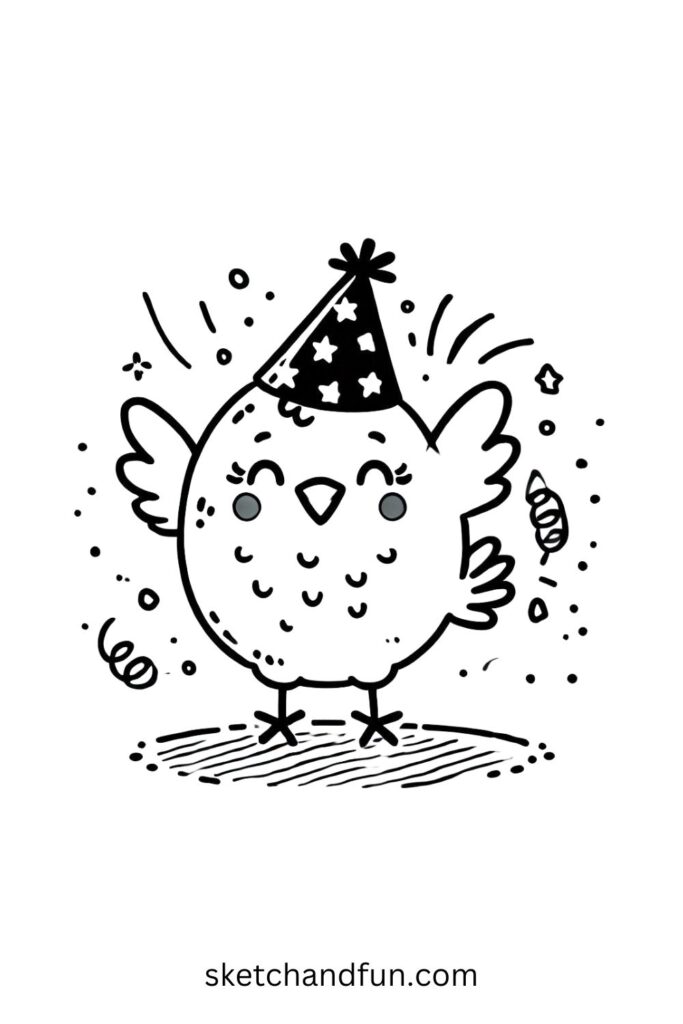 Party Chicken Drawing 