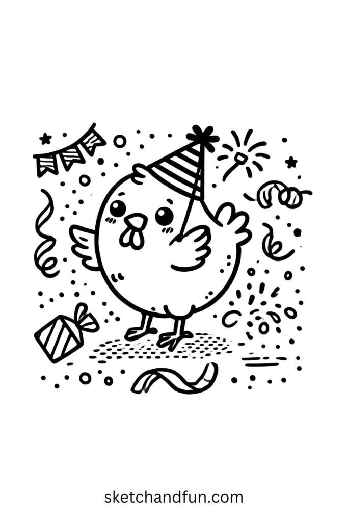 Party Chicken Drawing 