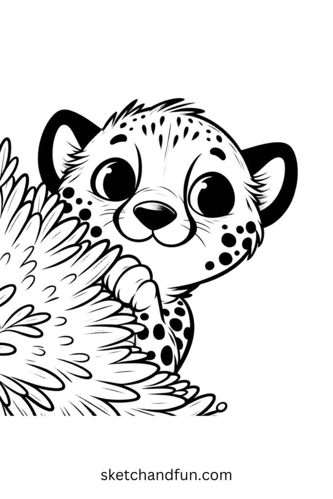 Peek-a-Boo Cheetah Drawing