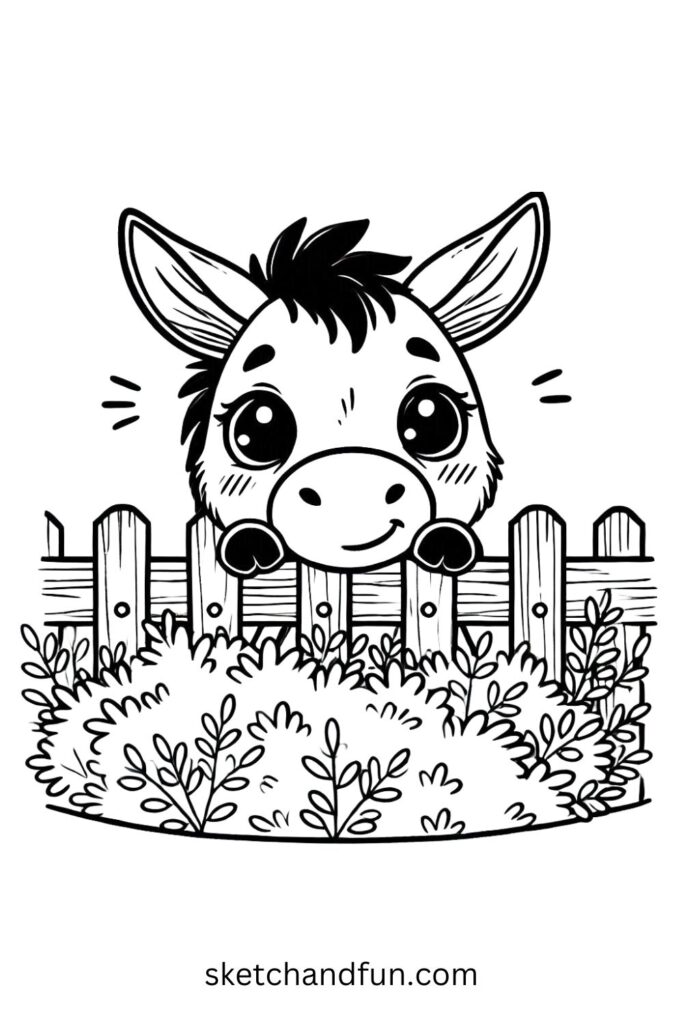 Shy Donkey Behind a Fence