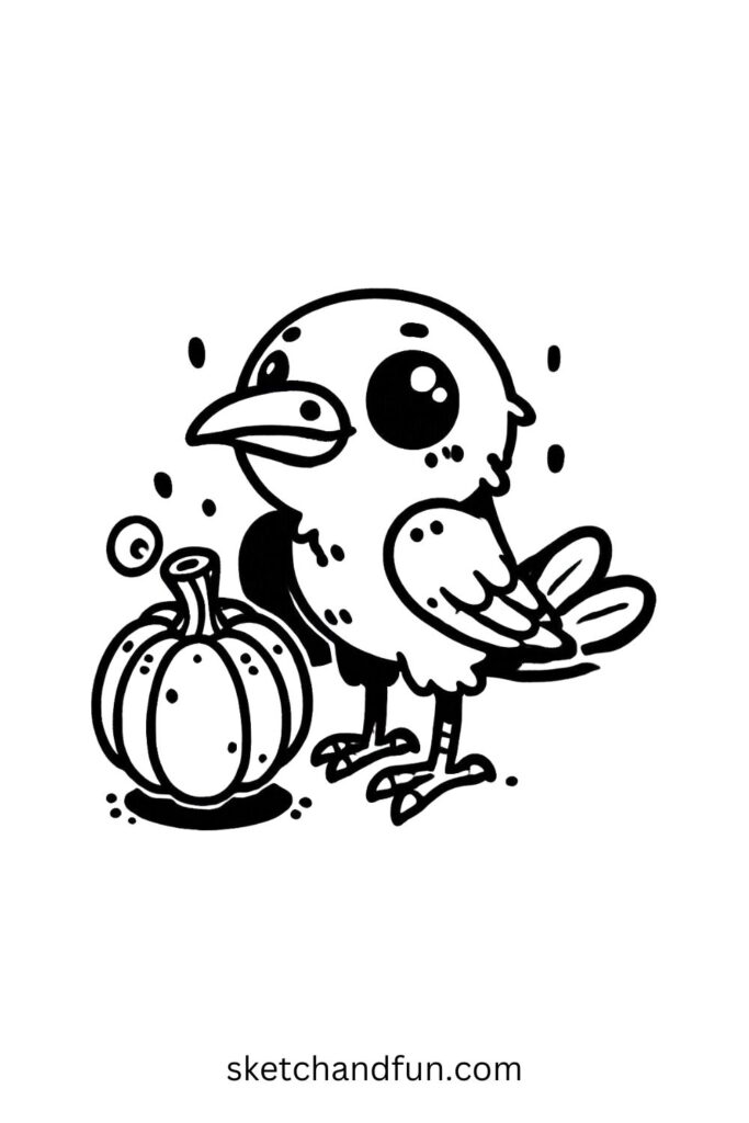 Crow Holding a Pumpkin 🎃