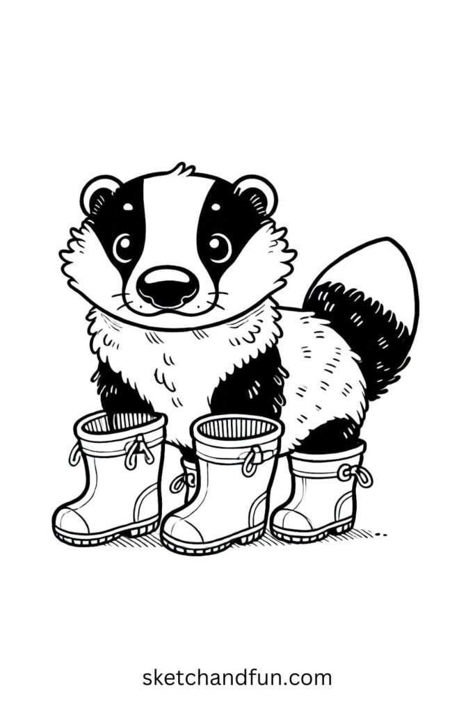 Badger in Rain Boots 