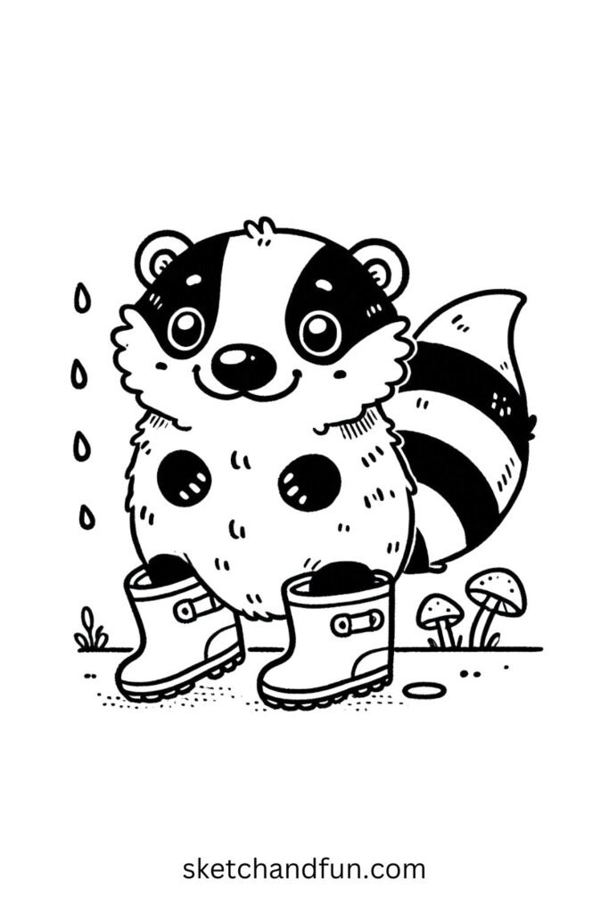 Badger in Rain Boots 