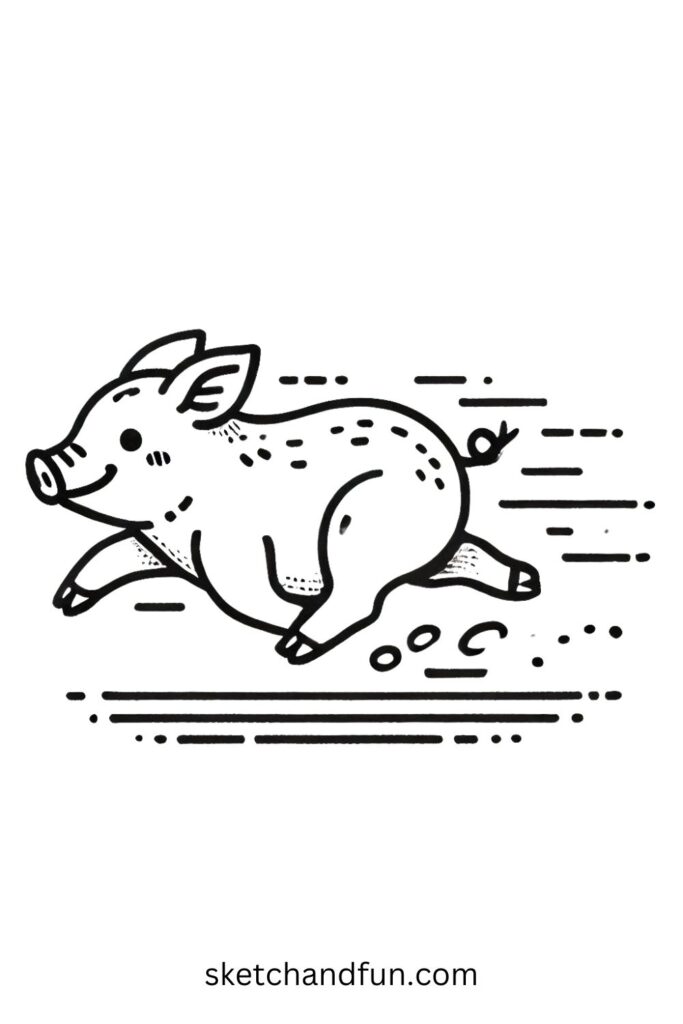 Running Boar Drawing