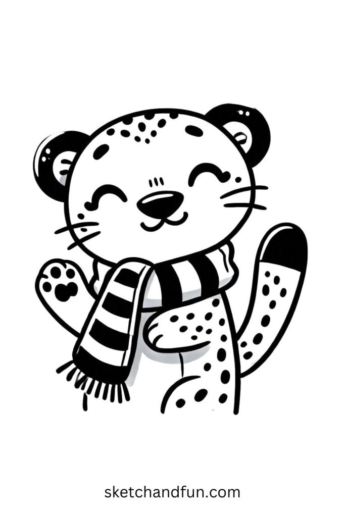 Cozy Cheetah with a Scarf 