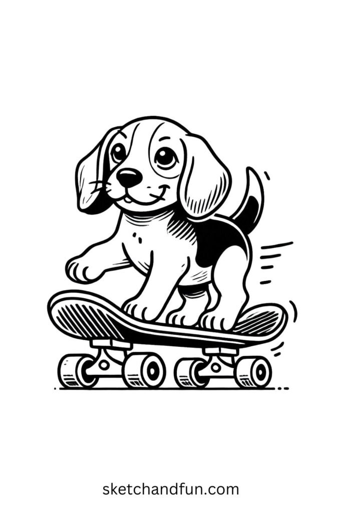 Beagle on a Skateboard