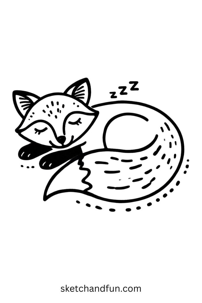 Sleeping Fox Drawing