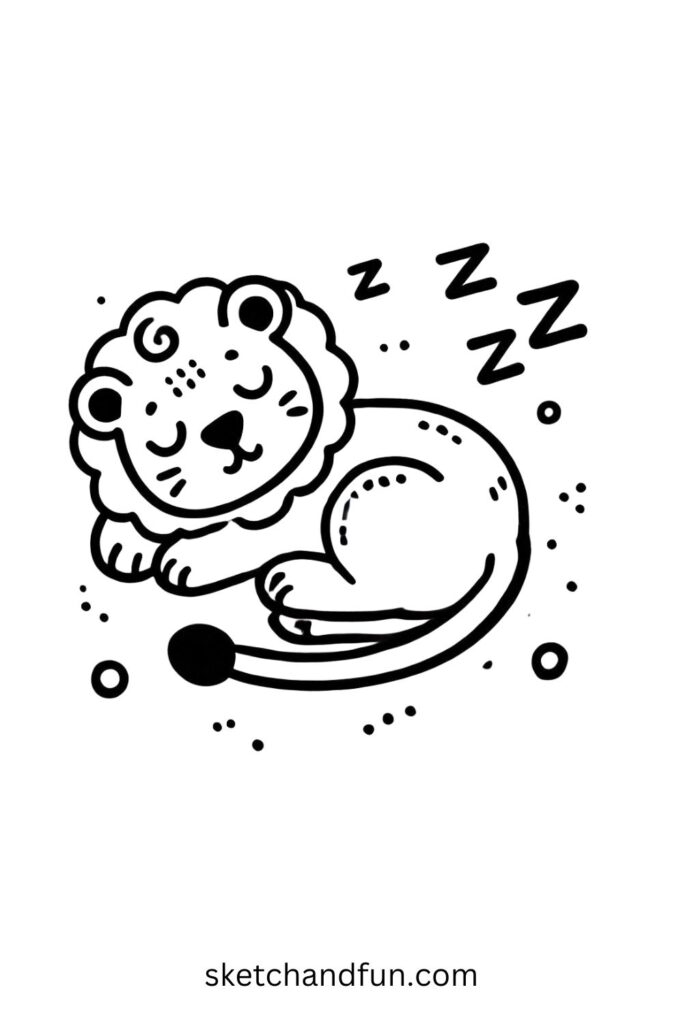 Sleeping lion drawing