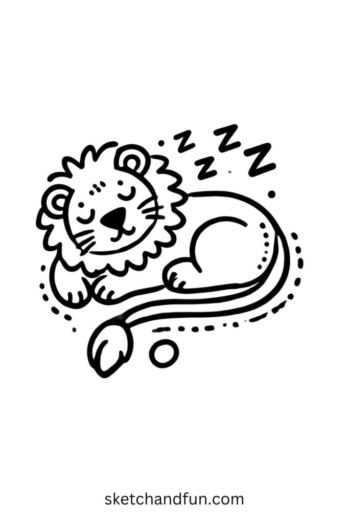 Sleeping Lion Drawing