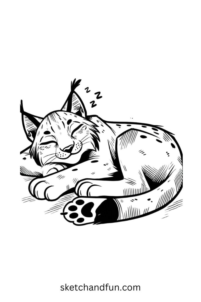 Snoozing Lynx Under the Stars