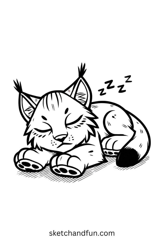 Snoozing Lynx Under the Stars