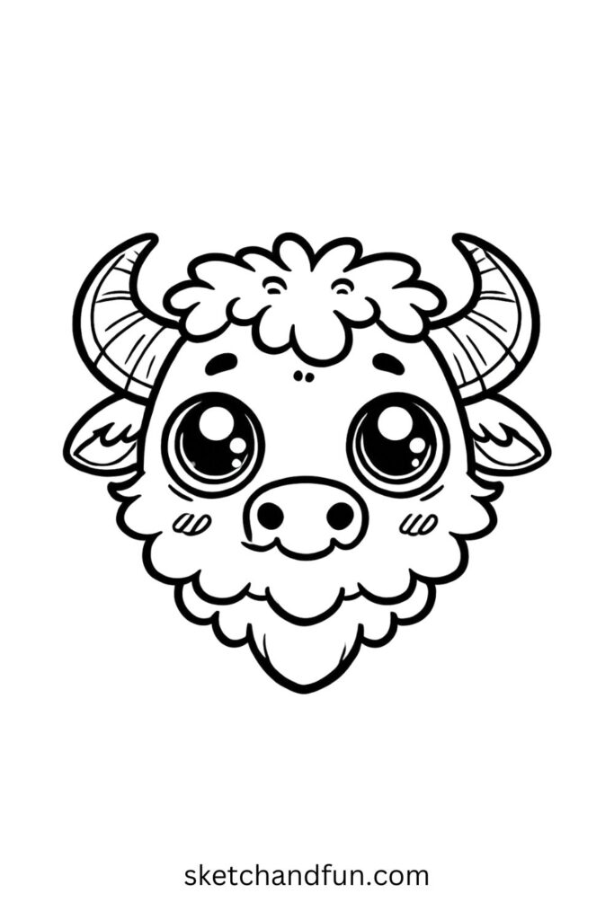 Smiling Cute Buffalo Face 