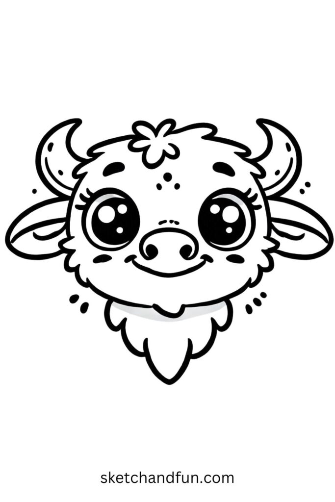 Smiling Cute Buffalo Face 