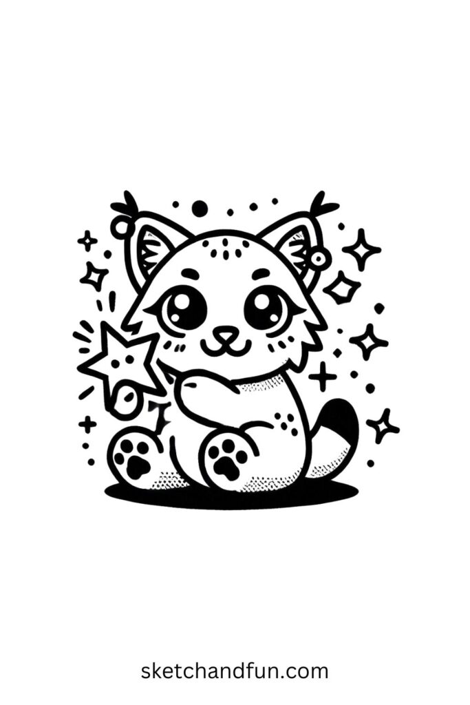 Starry-Eyed Lynx Holding a Star 