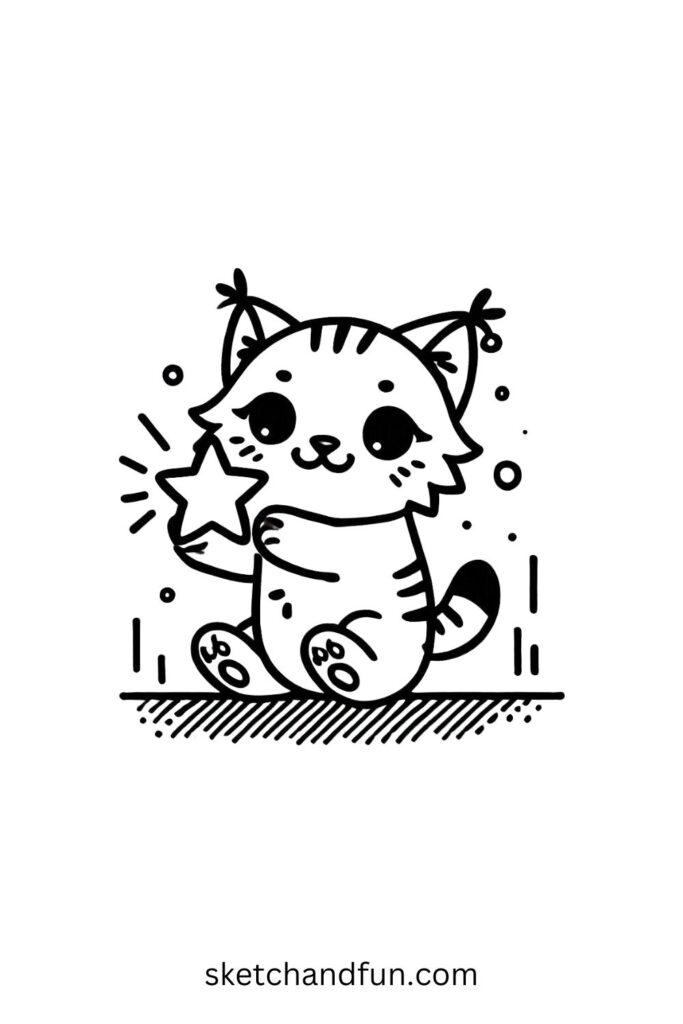 Starry-Eyed Lynx Holding a Star 
