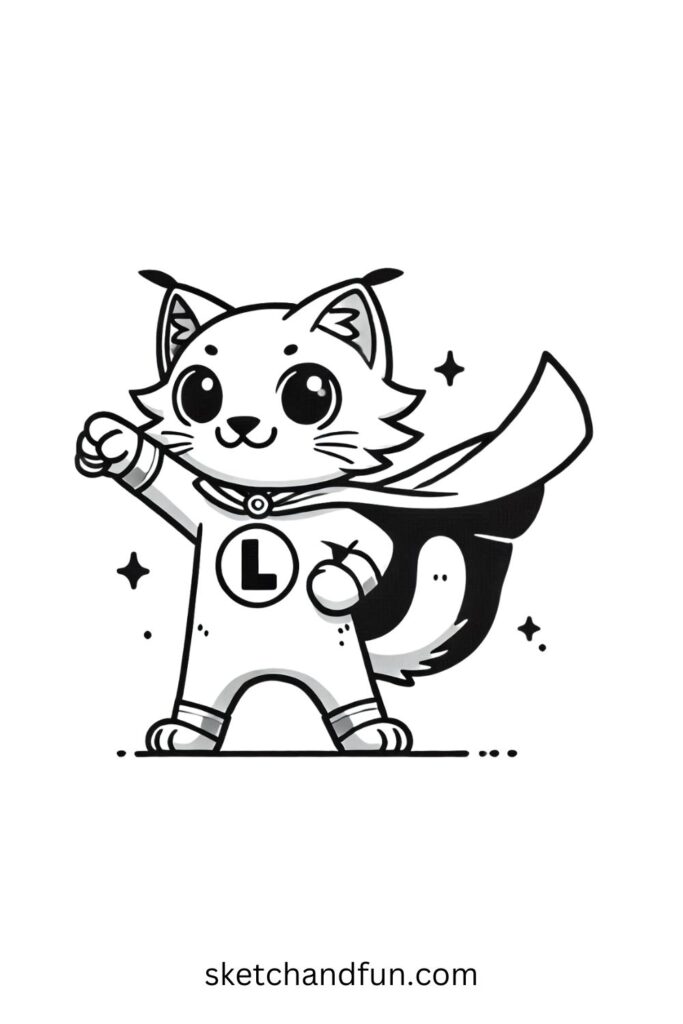Superhero Lynx with a Flowing Cape 