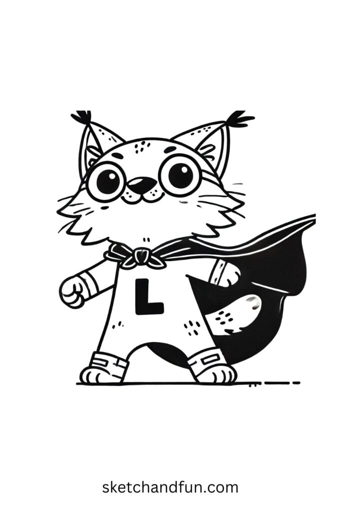 Superhero Lynx with a Flowing Cape 