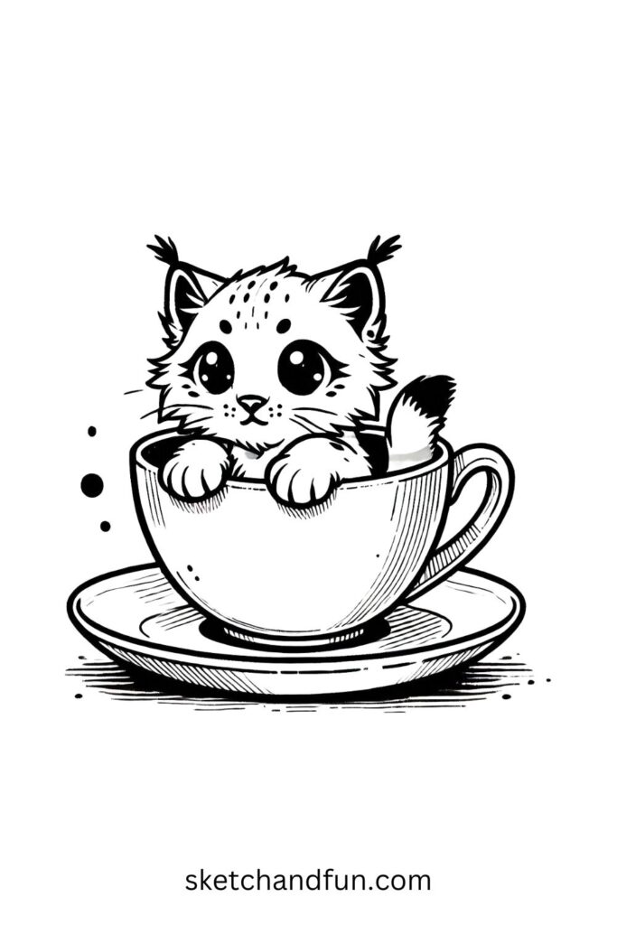 Lynx in a Cup Peeking Out 