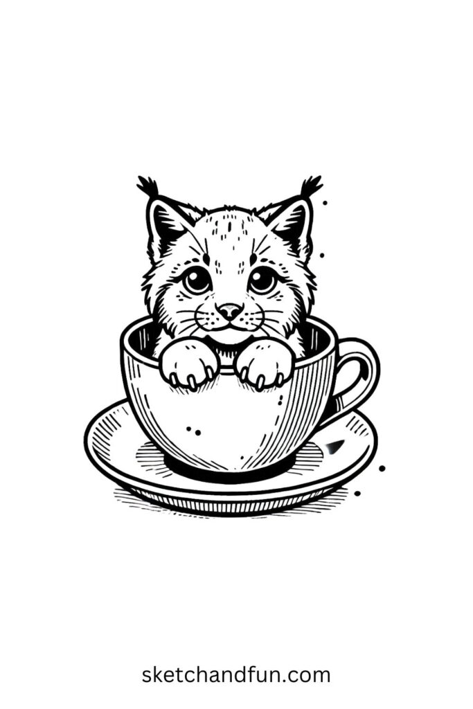 Lynx in a Cup Peeking Out 