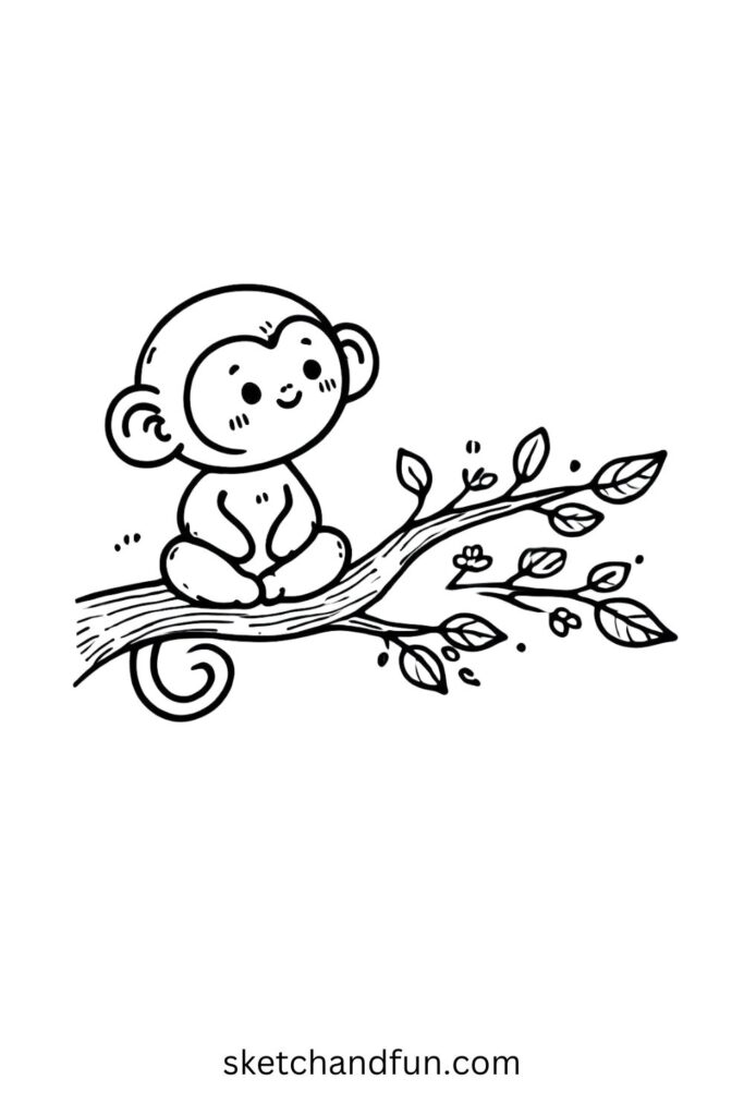 Monkey Sitting on a Tree Branch