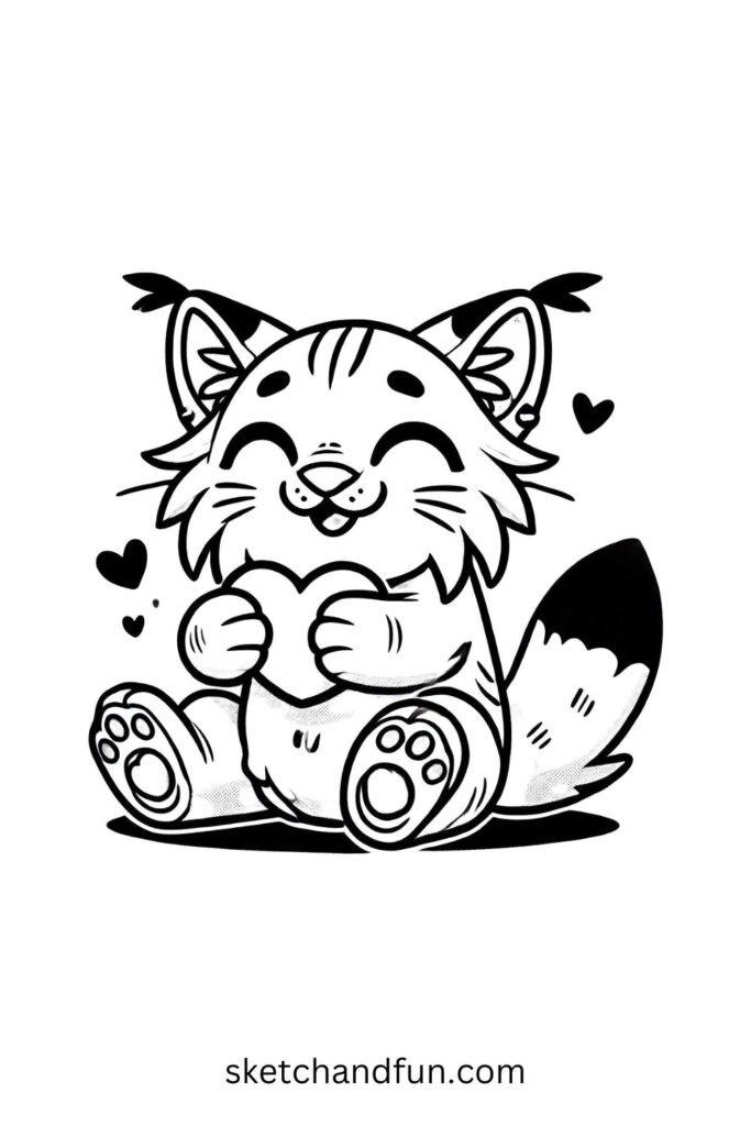Lynx Hugging a Heart with Love 