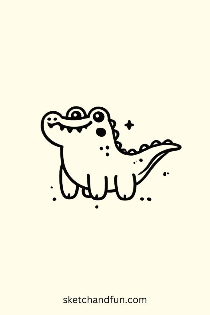 Cute Easy Animals To Draw, Alligator Drawing