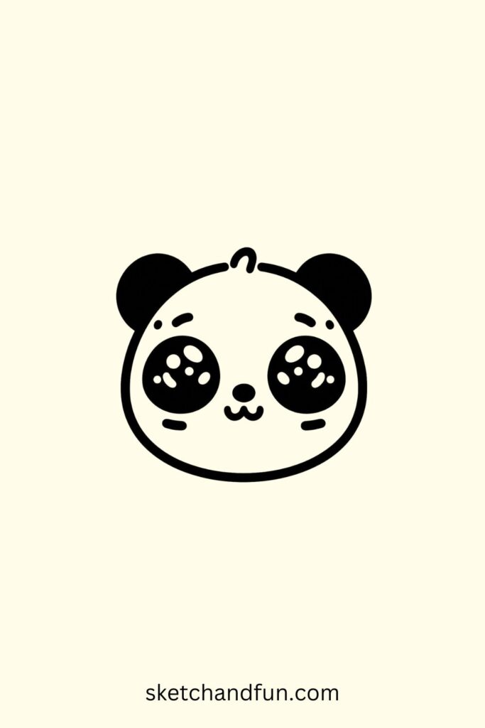 Cute Baby Panda Face Drawing