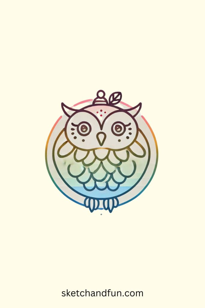 Cool Owl Drawing, Rainbow Owl Drawing