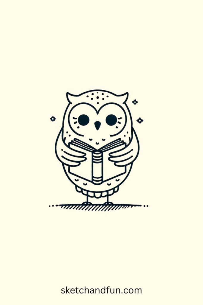 Drawing of an Owl, Owl with a Book Drawing