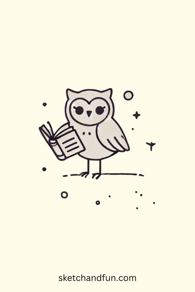 Drawing of an Owl, Owl with a Book Drawing