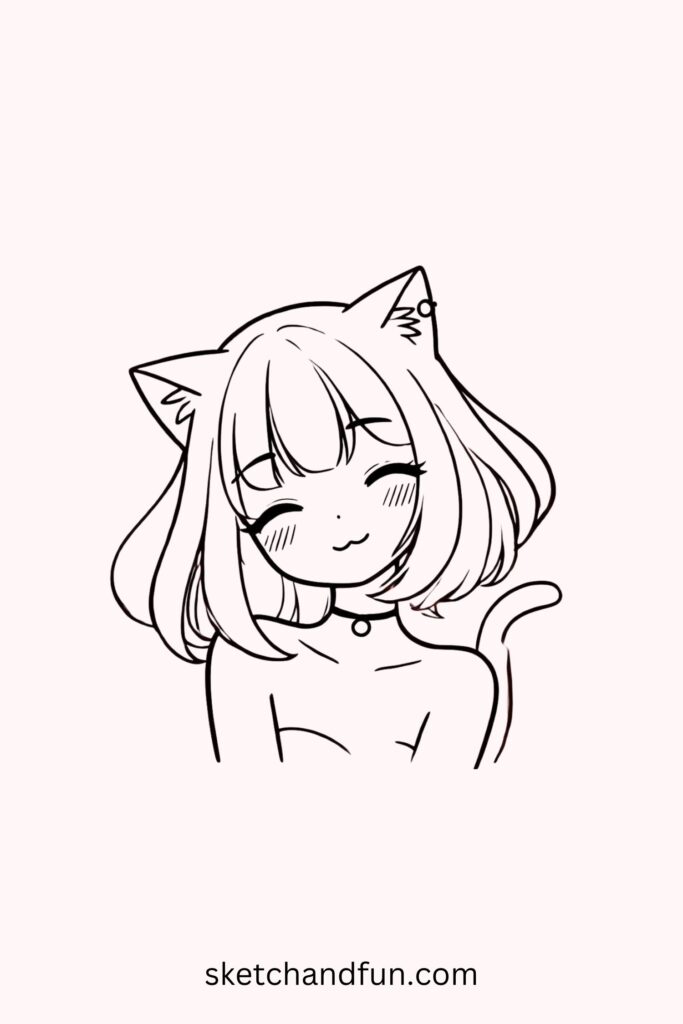 Cute Anime Drawings Girl, Cat Ears Anime Girl Drawing